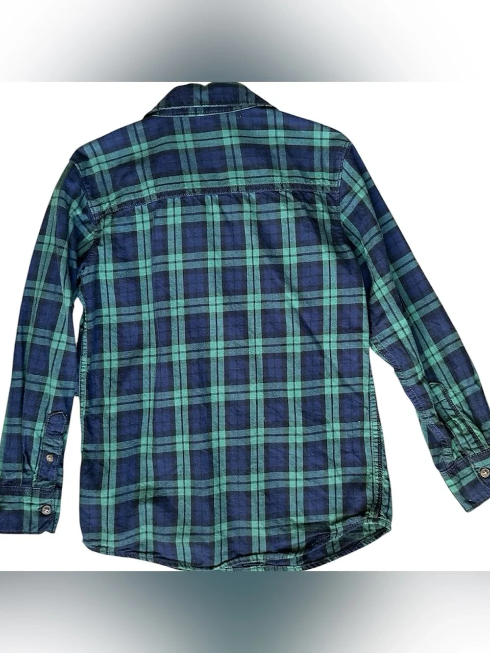 Carter's Size 6 Boys Green Blue plaid Button down long sleeve shirt